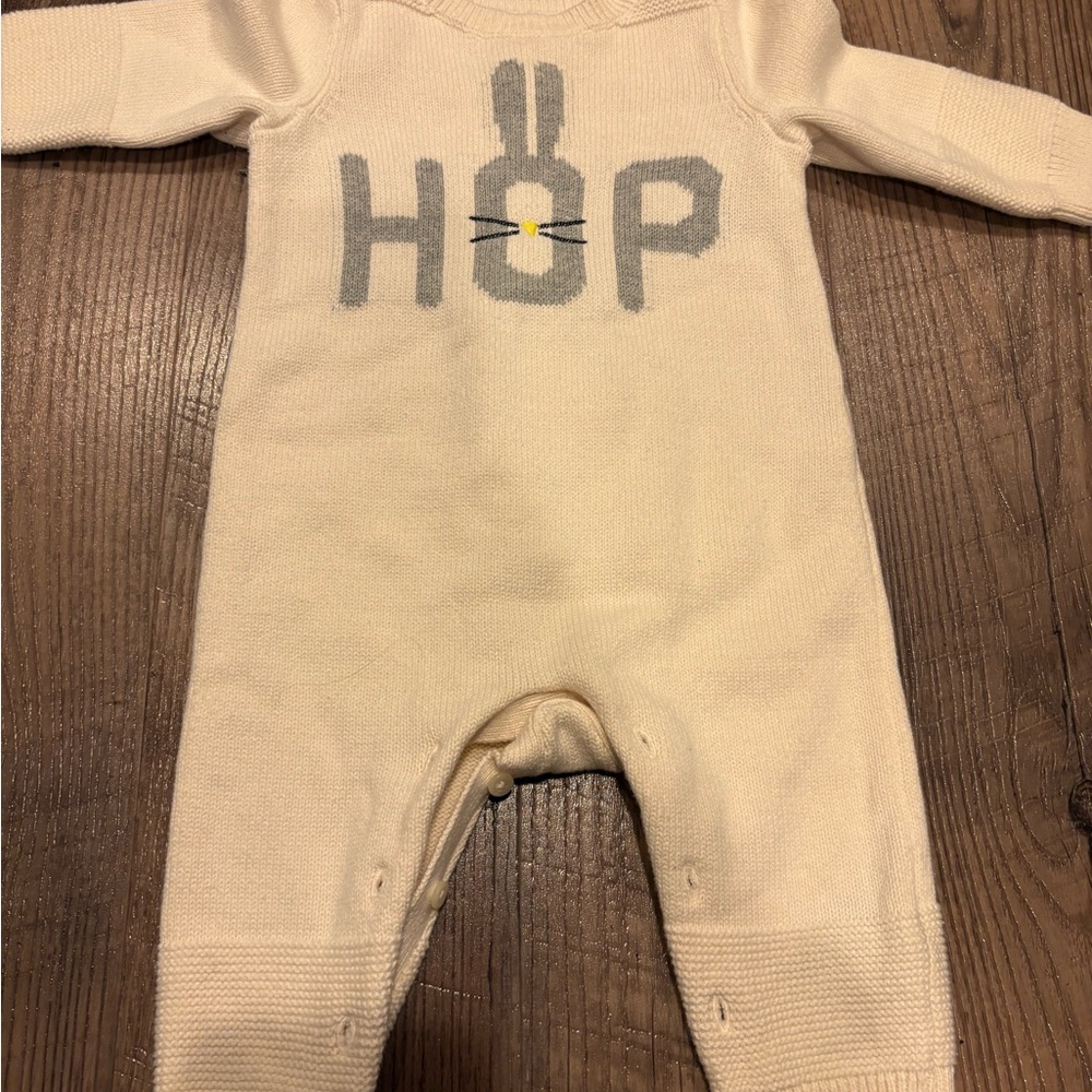 GAP Cream Knit Baby Sweater with bunny design front and back